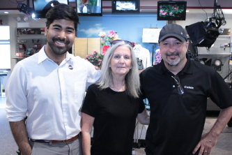 Business and Community Development Specialist Brian Khan, Reel Chicago Publisher Barbara Roche, and Canon Rep Dirk Fletcher at AbelCine Chicago