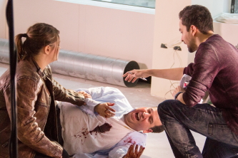On the set of "Think Twice."